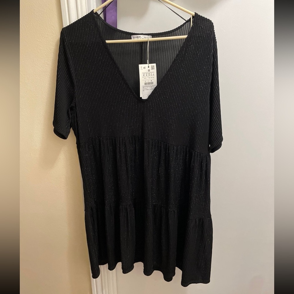 Pull&Bear Black V-Neck Mini Dress